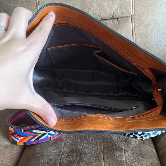 Vegan leather Crossbody bag with 2 straps - Picture 3 of 7